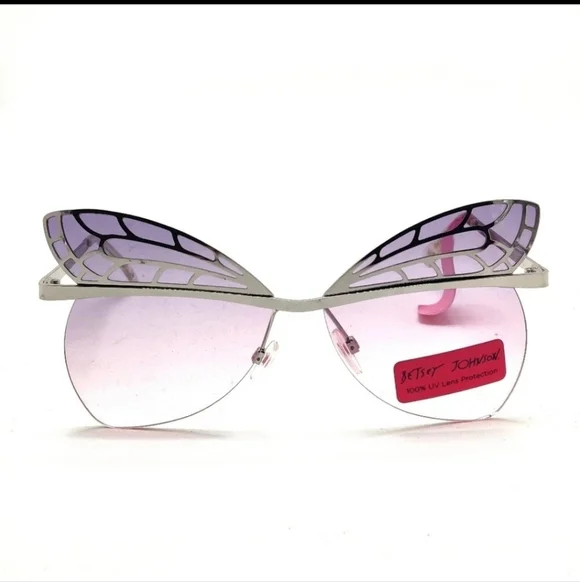 🕶 💕BOGO Betsey Johnson Pastel Lavender Pink Gradient Butterfly Sunglasses NWT - Picture 1 of 4